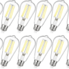 12-Pack Dimmable Vintage LED Edison Bulb 60W Equivalent, 6W 850Lumens Edison Light Bulbs 5000K, ST58 Antique LED Filament Bulb, E26 Base