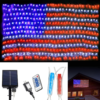 (Upgraded) Solar American Flag Lights, 2-In-1 Plug-In & Solar Powered Flag Lights, 420 LED 8 Modes Waterproof Flag Lights with Remote Control for Independence Day, Garden, 4Th of July