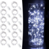 12 PCS Fairy Lights Cool White 3.3FT Silvery Copper Wire 20 LED String Lights Battery Powered, Starry String Lights Battery Operated Firefly Lights for Costume DIY Wedding Home Party Christmas