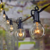 Outdoor String Lights 25FT G40 Globe Patio Lights with 27 Edison Glass Bulbs(2 Spare), Waterproof Connectable Hanging Light for Backyard Porch Balcony Party Decor, E12 Socket Base, Black